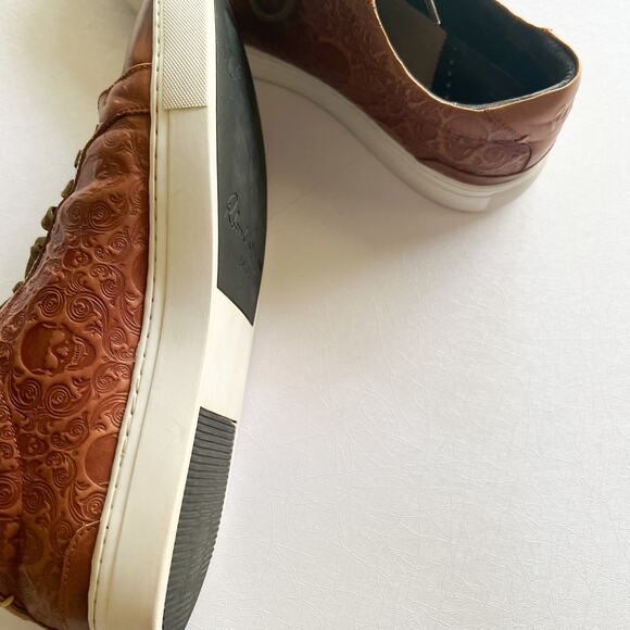 Robert Graham Skull Embossed Brown Leather Sneaker - Picture 14 of 16